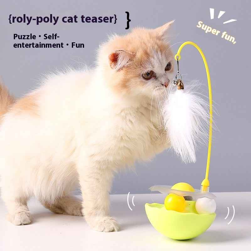 Cat Interactive Toy Funny Tumbler Toy Kitten Exercise Catching Leaky Food Ball Teaser Feather Wand Toys For Cat Accessories Pet Products - Whiskerwise