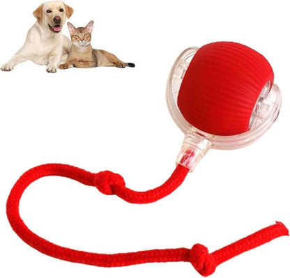 Smart Rolling Pet Ball – red interactive toy for dogs and cats, promoting active play and engagement.