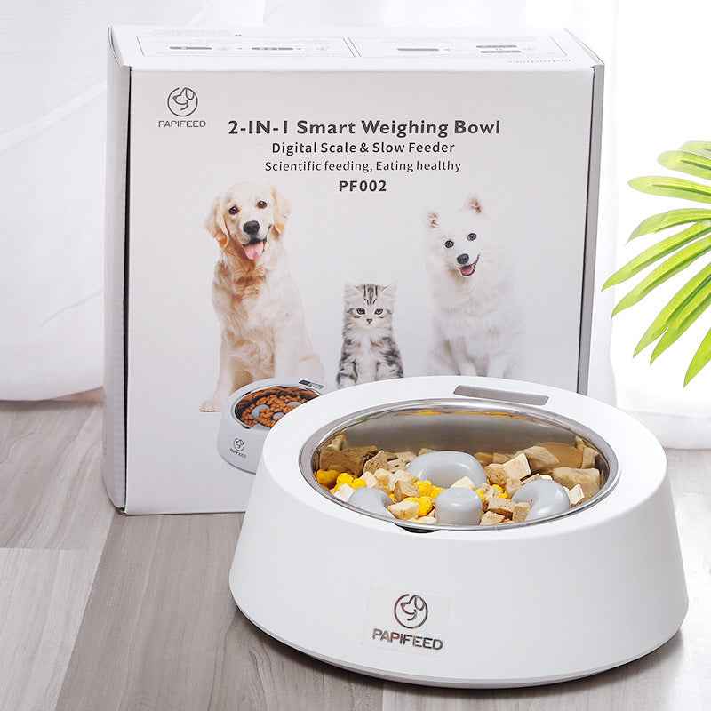 Pet Dog Bowl Slow Feeder Dog Food Bowl Smart Weighing Dog Slow Feeder Cat Pet Feeder - Whiskerwise