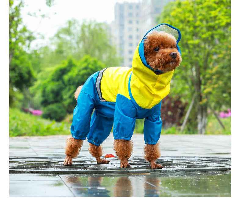 Pet dog raincoat tail all-inclusive waterproof - Whiskerwise