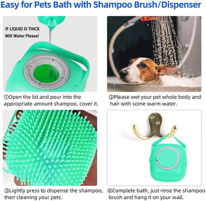 Pet Grooming Massager Brush being filled with pet shampoo for optimal grooming. - Whiskerwise