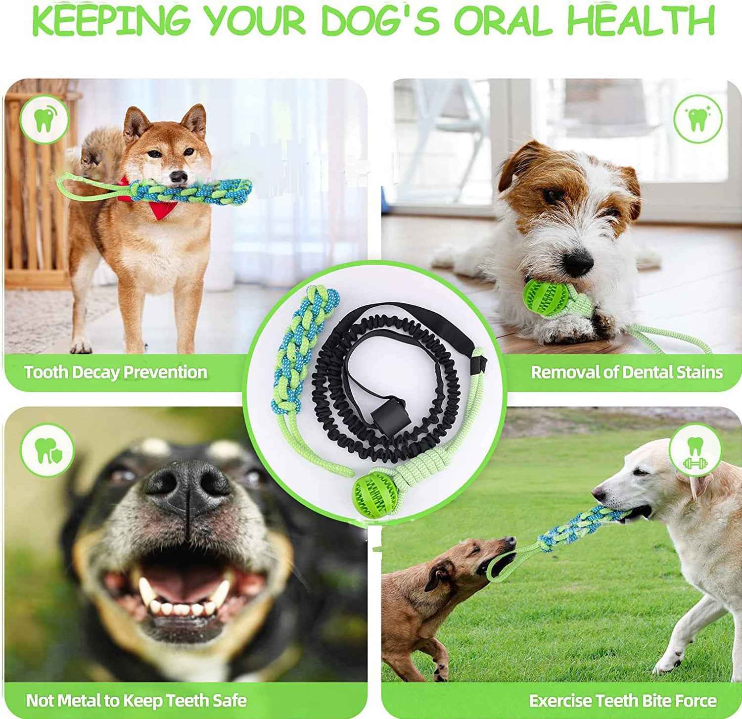 Dog rope chew toy for tug of war, featuring a stretchy design and durable ball, perfect for interactive play- Whiskerwise