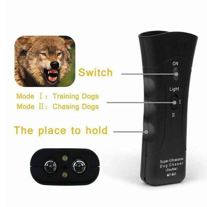 3-in-1 Anti Barking Dog Training Device Ultrasonic Dog Training Repeller  LED Flashlight - Whiskerwise