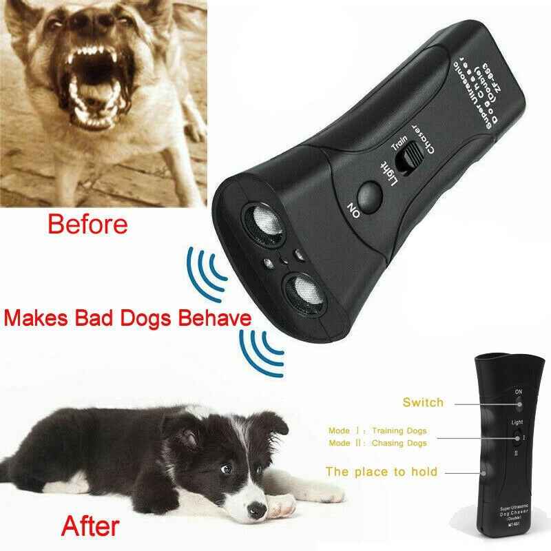 3-in-1 Anti Barking Dog Training Device Ultrasonic Dog Training Repeller  LED Flashlight - Whiskerwise