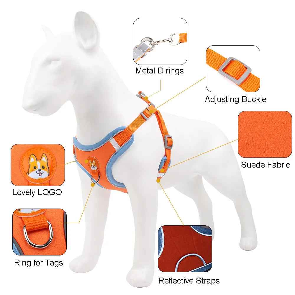 New Dog Leash And Harness Set Pet Dog Harness And Leash Set Adjustable Puppy Cat Harness Vest Reflective Walking No Pull Lead Leash For Small Dogs Chihuahua - Whiskerwise