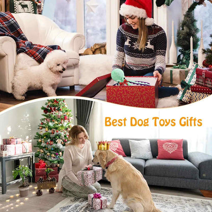 Interactive Pet Plush Toy – Bite-Resistant Octopus in a festive holiday scene with pets and gifts.