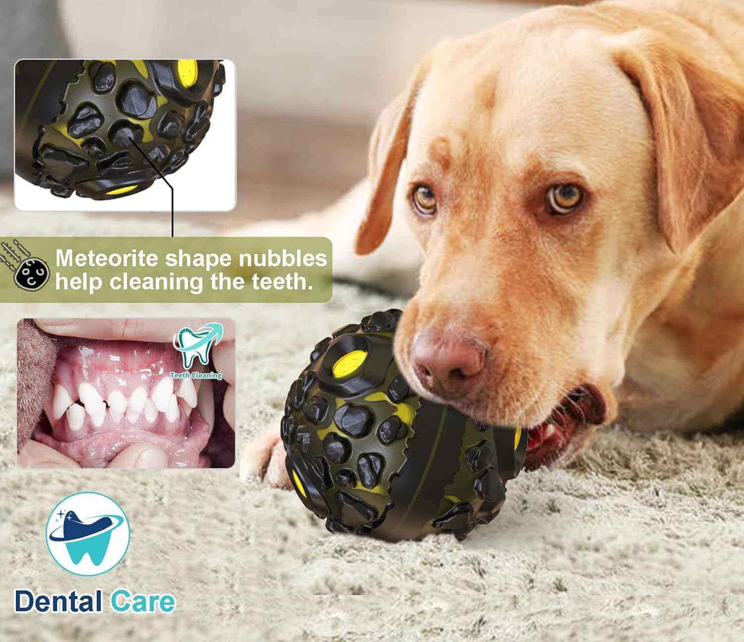 Durable Interactive Dog Ball in use, promoting dental health and engaging chewers with textured surface.