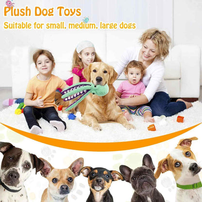 Interactive Pet Plush Toy – Bite-Resistant Octopus being enjoyed by kids and a dog.
