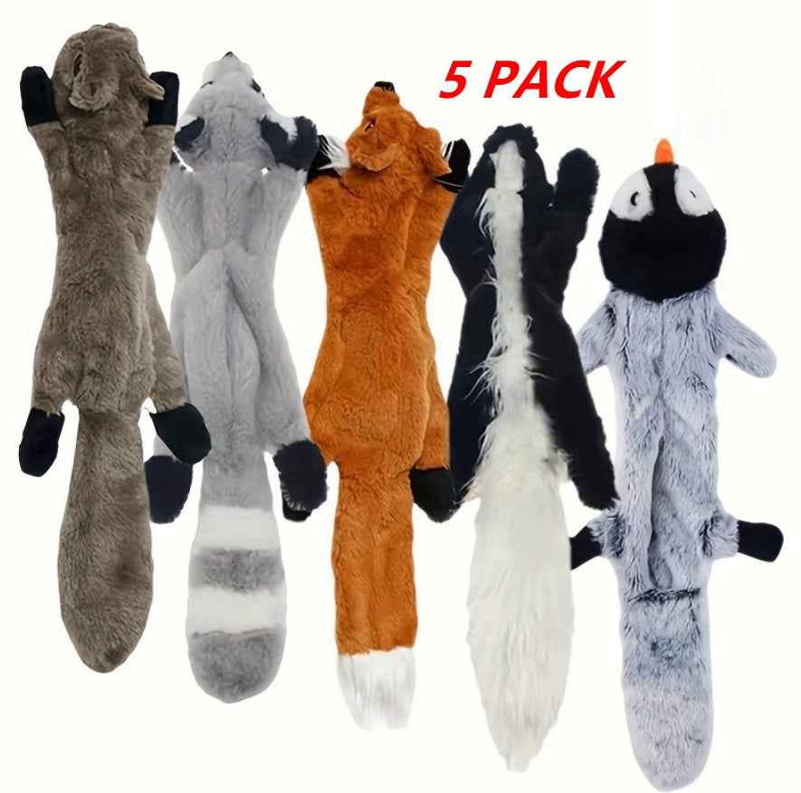 Squeaky toys – 5 Pack Soft Plush Chew & Crinkle Toys for Dogs, featuring fun animal designs for playtime.