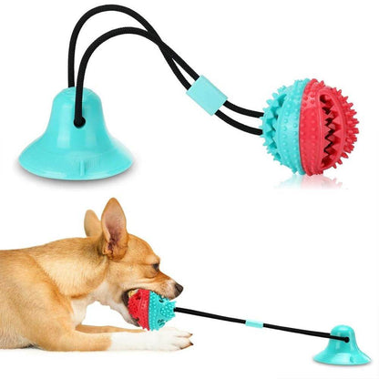 Interactive suction cup pet toy for cats and dogs on smooth floor surface