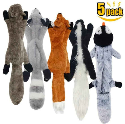 5 Pack Dog Squeaky Toys Pet Crinkle Toy No Stuffing Animals Soft Plush Dog Chew Toys For Medium And Large Dogs - Whiskerwise