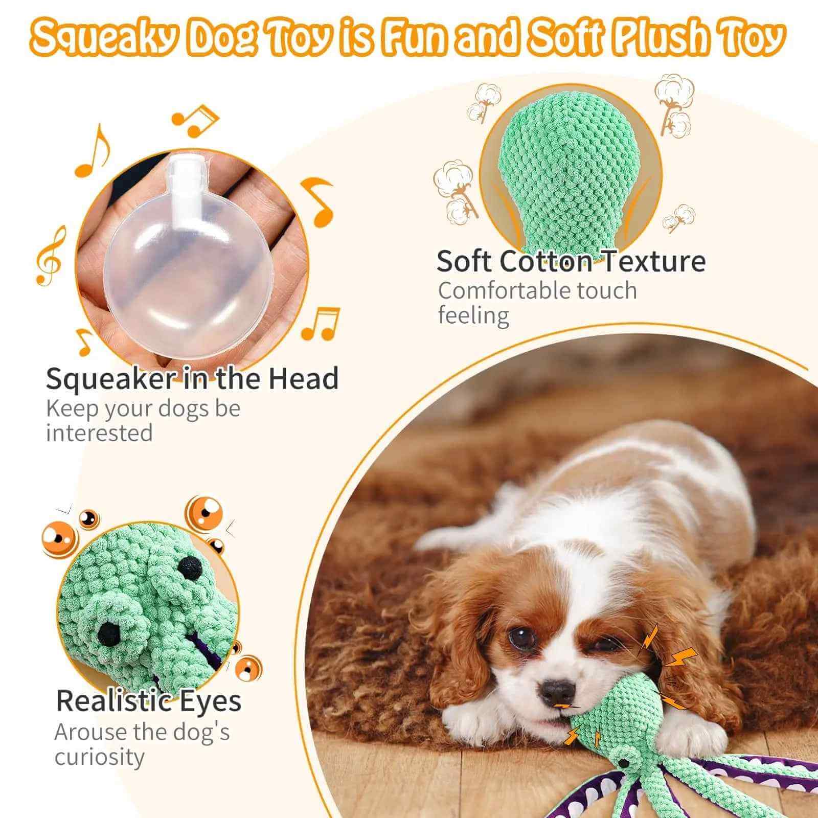 Interactive Pet Plush Toy – Bite-Resistant Octopus helps improve bad behavior in dogs.