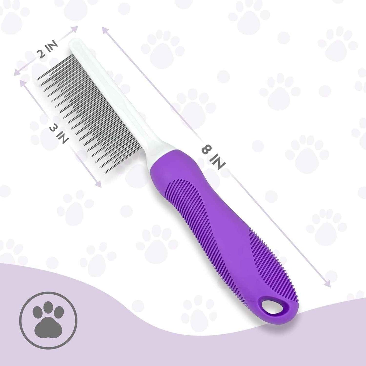 Detangling Pet Comb For Dog  Cat Grooming Comb With Long Short Stainless Steel Teeth Safely Remove Knots Tangles For Healthy Shiny Coat Gentle Effective Detangling Tool For Pet Hair - Whiskerwise