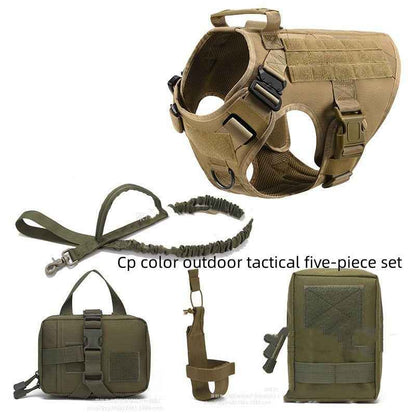 Dog Harness – K9 Tactical Training Vest & Leash Set including adjustable harness, bungee leash, and tactical pouch. - Whiskerwise
