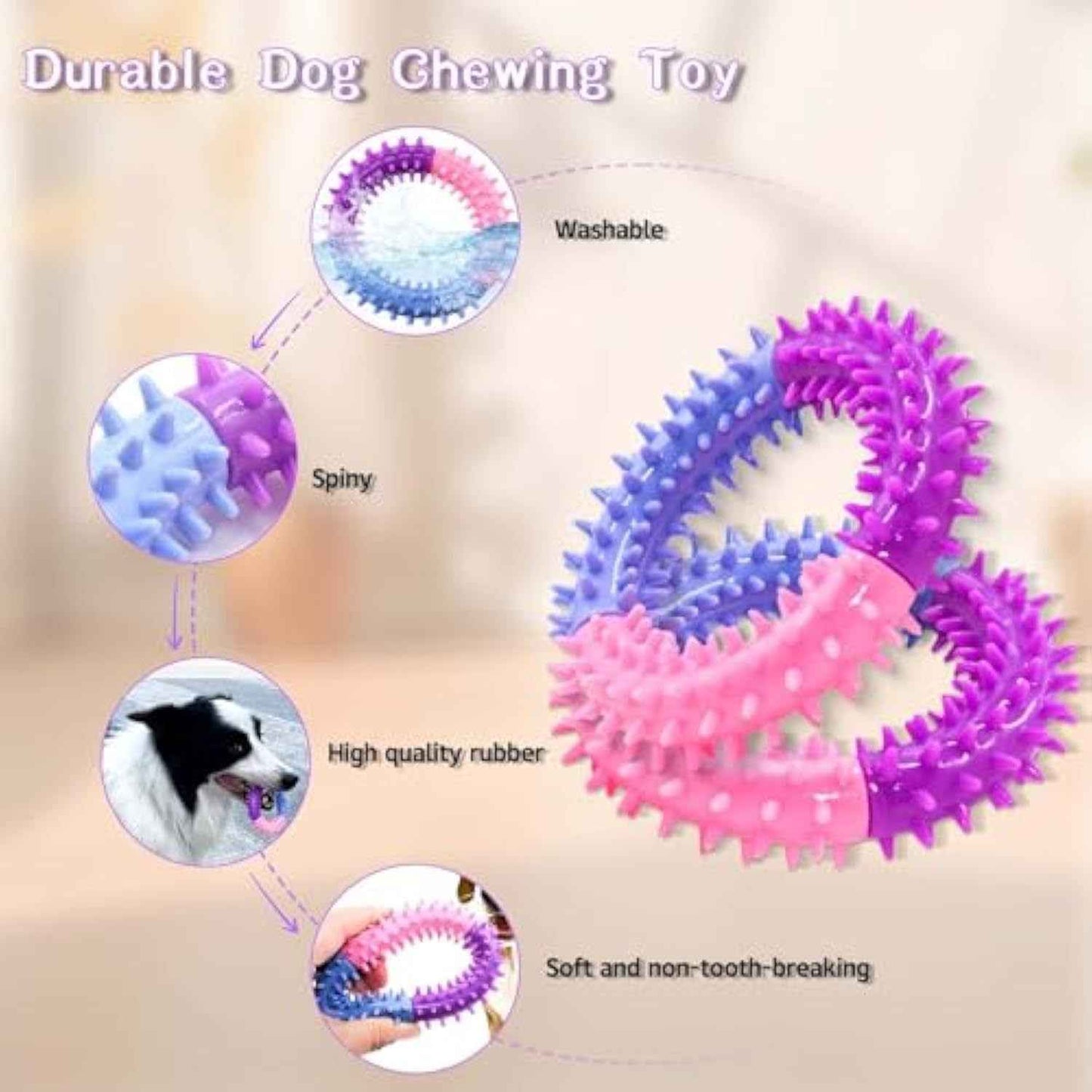 Dog Chew Ring Toy – Durable rubber teething toy for puppies and dogs with engaging design. - Whiskerwise