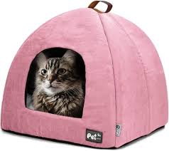 Enclosed cat tent bed soft cozy indoor cat house for small and large cats