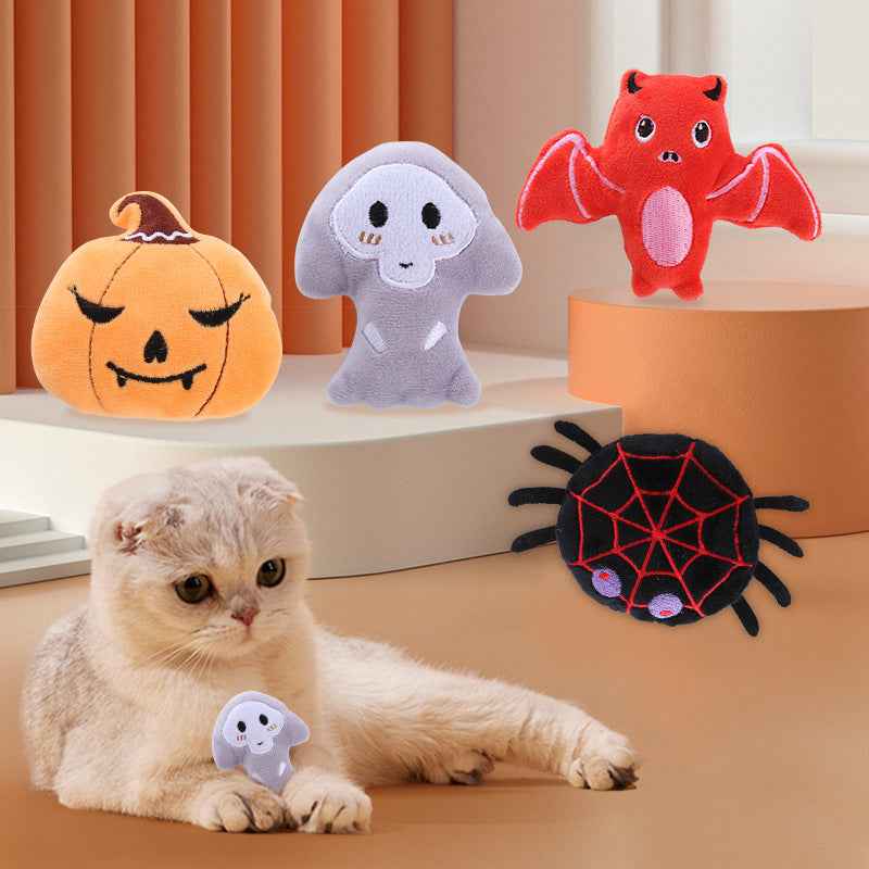 Catnip plush toy for cats Halloween ghost pumpkin bat spider designs