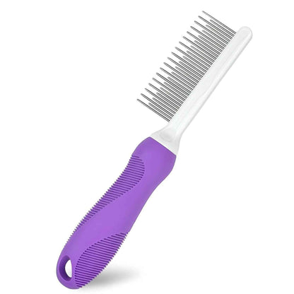 Detangling Pet Comb For Dog  Cat Grooming Comb With Long Short Stainless Steel Teeth Safely Remove Knots Tangles For Healthy Shiny Coat Gentle Effective Detangling Tool For Pet Hair - Whiskerwise