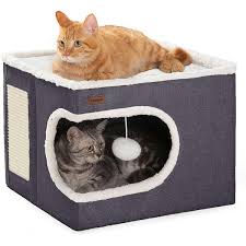 Enclosed cat tent bed soft cozy indoor cat house for small and large cats