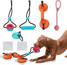 Interactive suction cup pet toy for cats and dogs on smooth floor surface